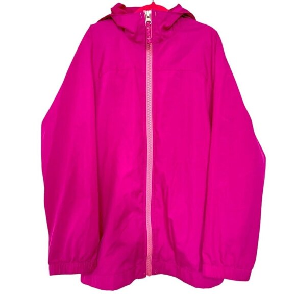 LANDS' END Kids Big Girls M (5-6) Raspberry Pink Packable Navigator‎ Rain Jacket - Picture 5 of 11